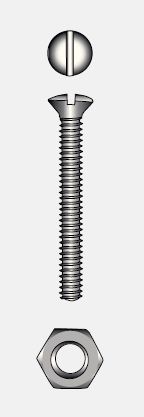 SLOTTED RAISED COUNTERSUNK HEAD SCREW WITH NUT - 3x16 mm — 9096443 16 MTECH
