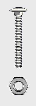 MUSHROOM HEAD SQUARE NECK BOLT WITH NUT - 6x50 mm — 9060346 50 MTECH