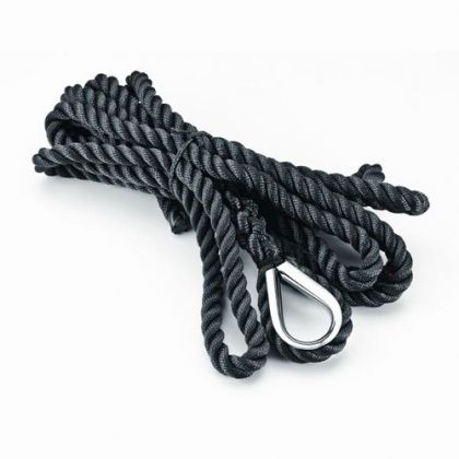 “TREM BALMORAL“ 3-STRAND POLYESTER MOORING ROPE BLACK W/ THIMBLE SS 14mmX12m — T5214212 TREM