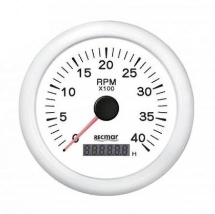 TACHOMETER 1.0/10.0 - 0/4000 RPM WHITE — RECKY07306