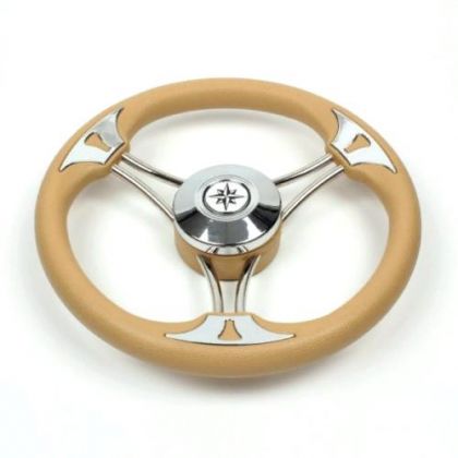 WHEEL IN STAINLESS STEEL WITH CREAM COLOR POLYURETHANE HANDGRIP, ф350 mm — V.RO35 MAVIMARE