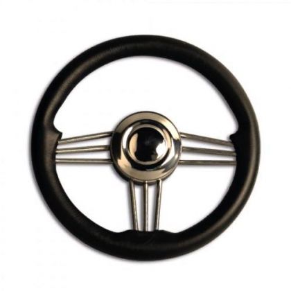 WHEEL IN BLACK COLOUR POLYURETHANE WITH STAINLESS STEEL SPOKES, ф350 mm — V.AT35N MAVIMARE