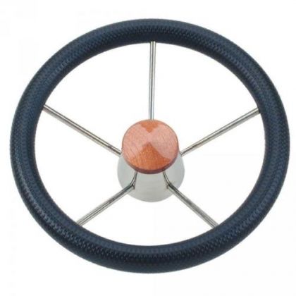 STAINLESS STEEL STEERING WHEEL WITH POLYURETHANE GRIP, ф350 mm — V.AP35 MAVIMARE