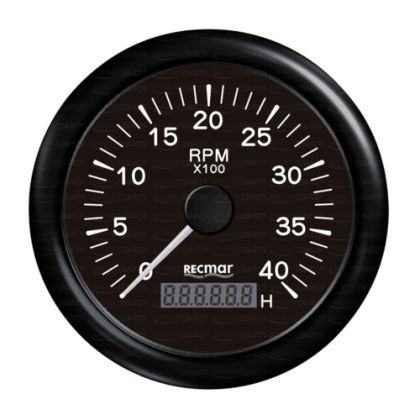 TACHOMETER 1.0/10.0-0/4000 RPM, BLACK — RECKY07204