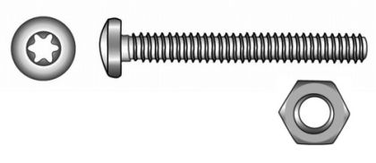 БОЛТ ЦИЛИНДРИЧНА ГЛАВА С ГАЙКА ISO 14583 6x60 mm + DIN 934 M6 A4 - 4 бр. — 91458346 60 MTECH