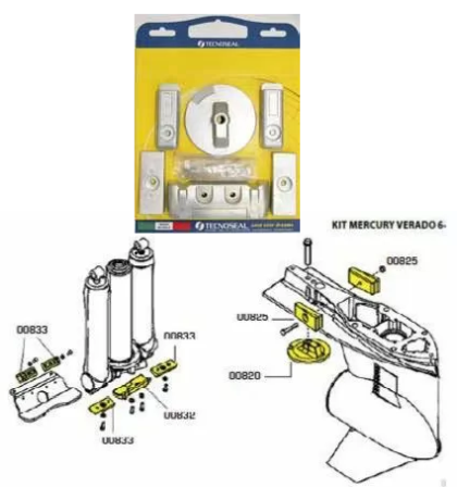KIT ANODES MERCURY VERADO 6 ALUMINUM — KIT VERADO 6/AL TSEAL