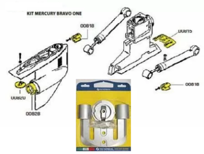 KIT ANODES MERCURY BRAVO ONE ALUMINUM — KIT BRAVOI/AL TSEAL