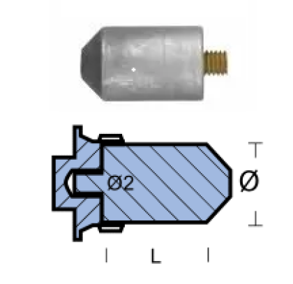 ROD FOR COOLER V.P. DIA 25 L.44 3/8“UNC — 00716 TSEAL