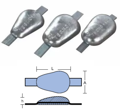 WELD ON DROP W/ INSERT 0,60KG — 00350AL TSEAL