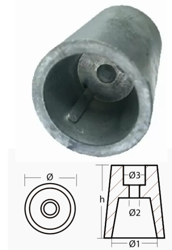 ANODE RADICE SHAFT 60 mm — 00407 TSEAL