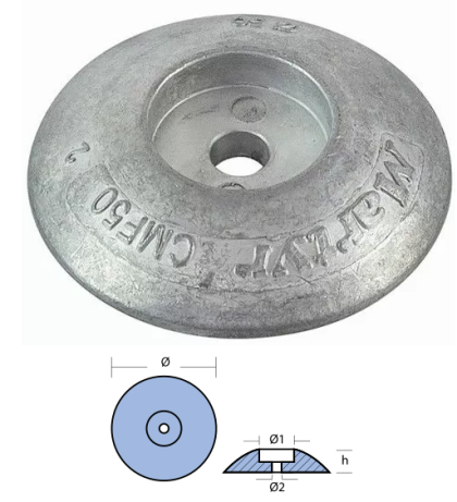 ZINC RUDDER ANODE 50 mm — CMF50