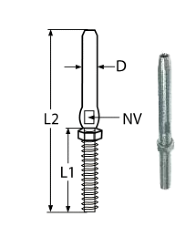 SWAGE STUD WITH NUT, RIGHT A4 M8/5MM — 8307408/5 MTECH