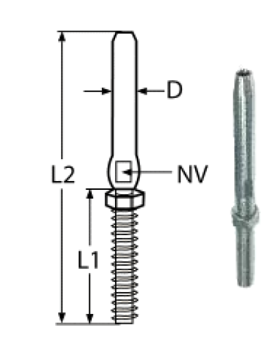 SWAGE STUD WITH NUT, RIGHT A4 M6/3MM — 8307406/3 MTECH