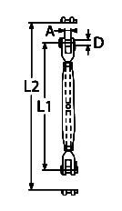 TURNBUCKLE, FORK-FORK A4 5MM — 814065405 MTECH