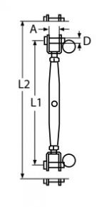 TURNBUCKLE WITH TWO FORKS A4 M10 — 8245410 MTECH