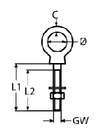EYE BOLT WITH METRIC THREAD A4 6X60 — 8267406 060 MTECH