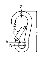 SPRING HOOK WITH EYELET A4 12X140 — 8250412 140 MTECH