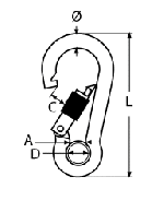 SPRING HOOK WITH SAFETY SCREW A4 11X120 — 8232411 120 MTECH