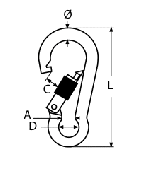 SPRING HOOK WITH SAFETY SCREW A4 7X70 — 814594407 70 MTECH