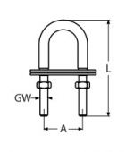 U-BOLT WITH TWO COUNTER PLATES A4 M8X100 — 8651408 100 MTECH