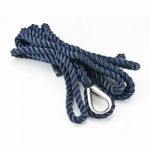 “TREM BALMORAL“ 3-STRAND POLYESTER MOORING ROPE BLUE W/ THIMBLE SS 14mmX12m — T5114212 TREM