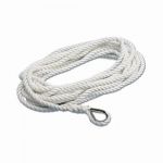 “TREM BALMORAL“ 3-STRAND POLYESTER MOORING ROPE WHITE W/ THIMBLE SS 14mmX12m — T5014212 TREM