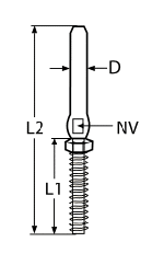 SWAGE STUD WITH NUT, RIGHT A4 M6/4MM — 8307406/4 MTECH