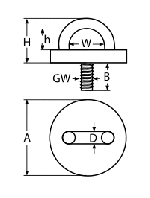 EYE PLATE, ROUND TYPE + THREAD A2 5MM — 836825 MTECH