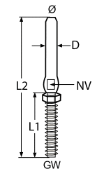 SWAGE STUD WITH NUT, LEFT A4 M6/3MM — 8467406/3 MTECH