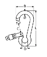 SPRING HOOK WITH SELF-LOCK NUT A4 5X50 — 8949405 50 MTECH