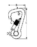 SPRING HOOK W.SCREW NUT-EYELET A4 6X60 — 8951406 60 MTECH