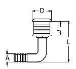 THRU-HULL, 90° WITH HOSE CONNECTOR — 8749434 MTECH