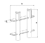 FISHING ROD HOLDER IN PLASTIC ф=42 mm, DOUBLE — M2640002 TREM