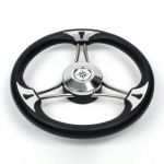 WHEEL IN STAINLESS STEEL WITH BLACK COLOUR POLYURETHANE HANDGRIP, ф350 mm — V.RM35 MAVIMARE