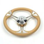 WHEEL IN STAINLESS STEEL WITH CREAM COLOR POLYURETHANE HANDGRIP, ф350 mm — V.RO35 MAVIMARE