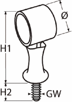 HAND RAIL CENTRE FITTING WITH THREAD, AISI-316 25 mm — 814961425 MTECH