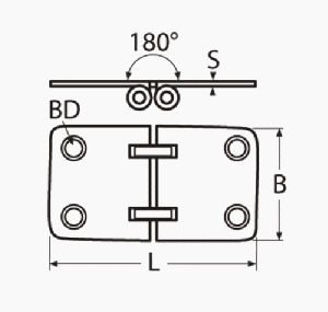 HINGE, 180° — 814158471 40 MTECH