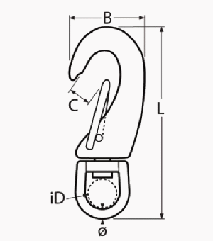 SPRING HOOK SURF-SNAP WITH SWIVEL EYE, MT-SERIES — 8150714130 MTECH