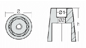 ЦИНКОВ АНОД ЗА ПРОПЕЛЕР, КОНИЧЕН, ф40 mm — 00403 TSEAL