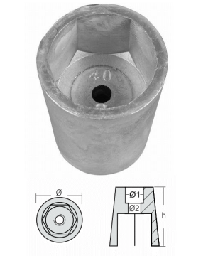 ANODE RADICE HEXAGONAL SHAFT 45 — 00404E TSEAL