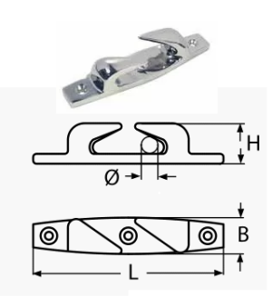 CLEAT WITH BOW CHOCKS, FAIRLEADS, RIGHT A4 115MM — 82194R115 MTECH