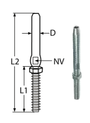 SWAGE STUD WITH NUT, RIGHT A4 M10/6MM — 8307410/6 MTECH