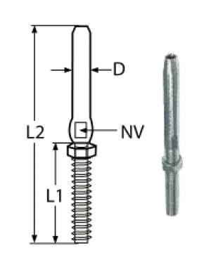 SWAGE STUD WITH NUT, RIGHT A4 M6/4MM — 8307406/4 MTECH