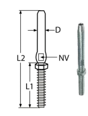 SWAGE STUD WITH NUT, RIGHT A4 M6/3MM — 8307406/3 MTECH